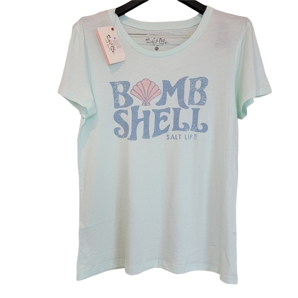 Salt Life Mint Green Bomb Shell Crew Neck Short Sleeve Tee - Picture 1 of 4